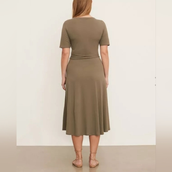 NWT Vince Olive Short Sleeve Square Neck Midi Dress. Womens Size 2X - Picture 11 of 11